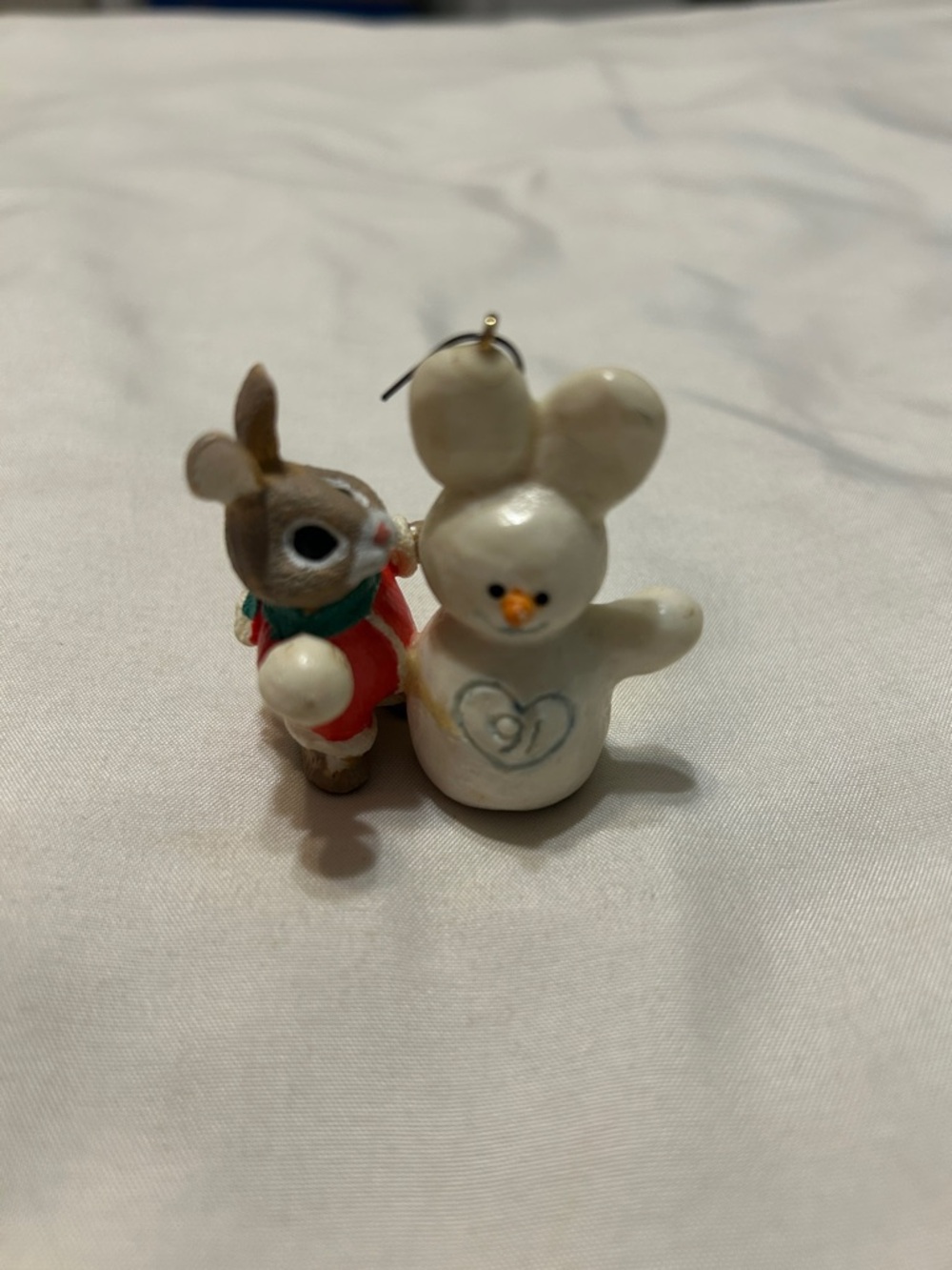1991 Hallmark Christmas bunny snowman ornament
